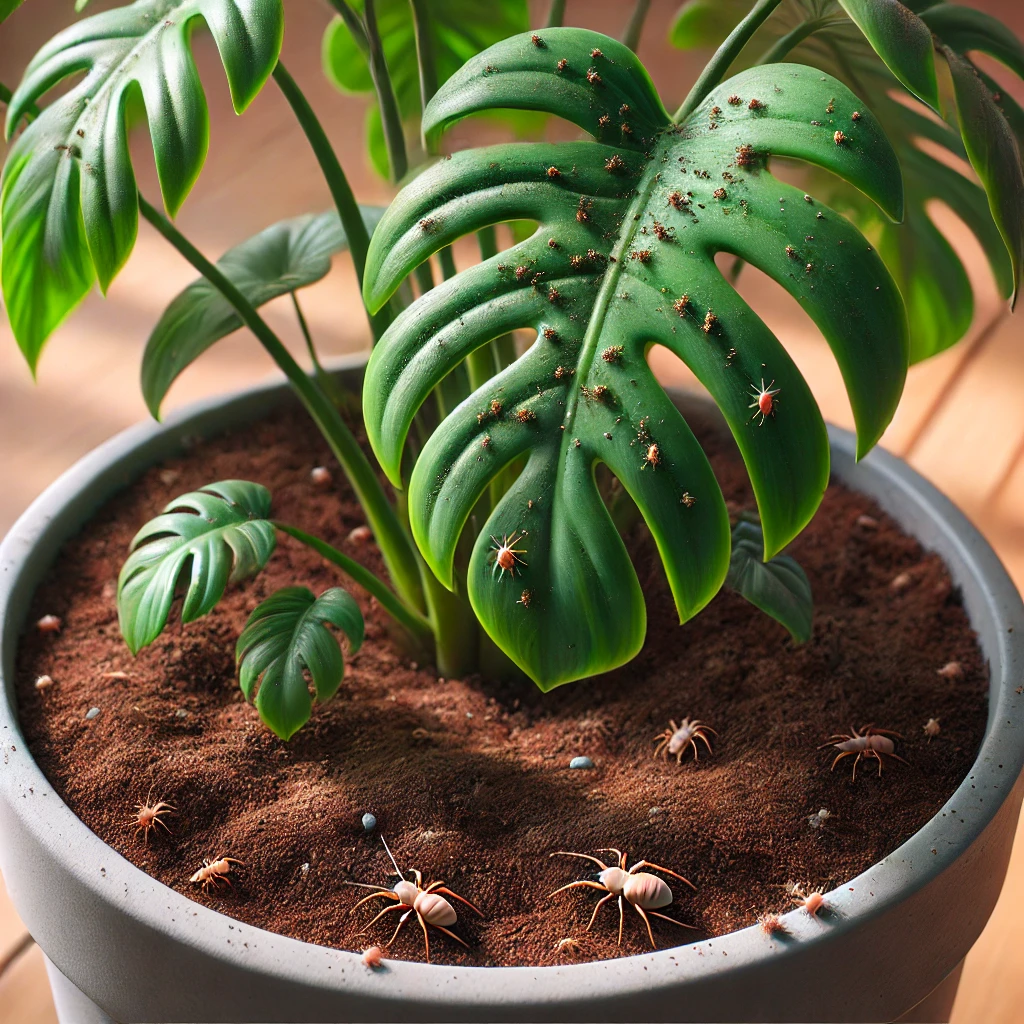 観葉植物と小さい虫